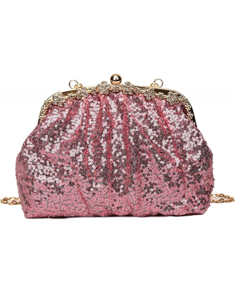 Designer Women Sequins Chic Crossbody Bags Wedding Evening Clutch Lady Chain Shoulder Bags Glitter Handbags And Purses Pink $...