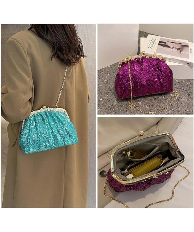 Designer Women Sequins Chic Crossbody Bags Wedding Evening Clutch Lady Chain Shoulder Bags Glitter Handbags And Purses Pink $...