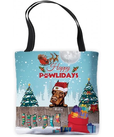 Dachshund Dog Tote Bag Christmas Holiday Gift Happy Pawliday Shoulder Handbag Doberman $11.99 Totes