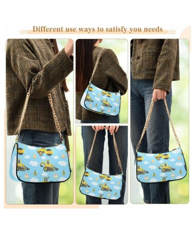 Shoulder Bag Yellow Truck Road Construction Cloud Women Clutch Handbag Shoulder Purch Date Chain Bag Tote Bag Spring Holiday ...