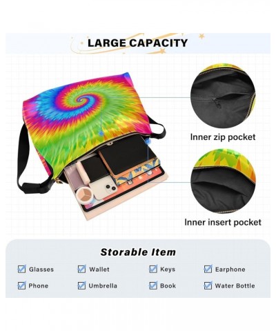 Monster Cartoon 3D Leather Crossbody Bag Large, Men Leather Shoulder Bag, Large Crossbody Bag Colorful Rainbow Tie Dye-1 $18....