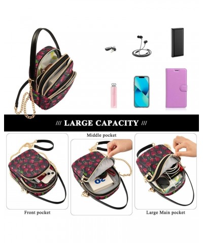 Red Cherry Black Small Crossbody Bags for Women Adjustable Strap Purses Travel Handbags 20855427 $10.92 Crossbody Bags