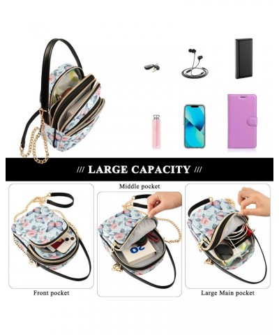 Vintage Flower Butterfly Print Women's Crossbody Handbags with Zipper, Casual Leather Cell Phone Purse Crossbody Bags for Lad...