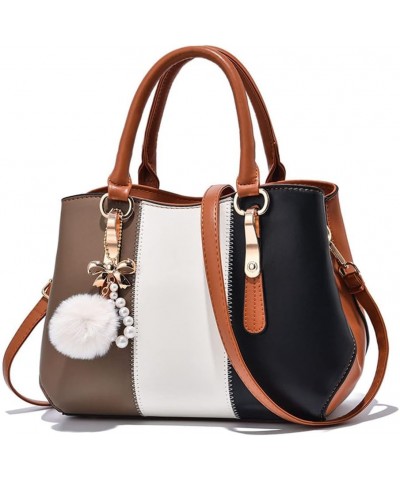 Women Fashion Tote Handbag PU Leather Shoulder Purse Colorful Crossbody Satchel Coffee $18.85 Totes