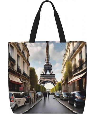 Penguin And Sea Print Stylish Canvas Tote Bag,Casual Tote'S Handbag Big Capacity Shoulder Bag, For Shopping, Work Paris Stree...