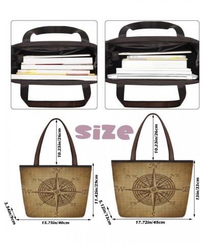 Women Tote Bag Large Handbag Vintage Compass Pattern Shoulder Bag Zippered Satchel Purse for Work Travel Beach Bag $13.49 Sat...