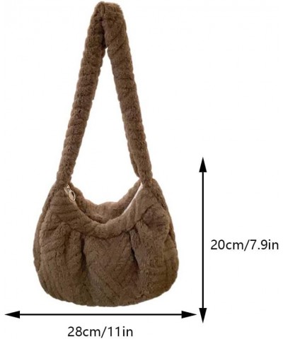 Versatile Pleated Underarm Bag Casual Furry Hobo Bag Fashion Zipper Women Fuzzy Shoulder Bag Winter Satchel Purses Coffee $9....