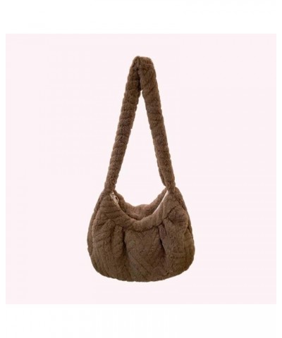 Versatile Pleated Underarm Bag Casual Furry Hobo Bag Fashion Zipper Women Fuzzy Shoulder Bag Winter Satchel Purses Coffee $9....