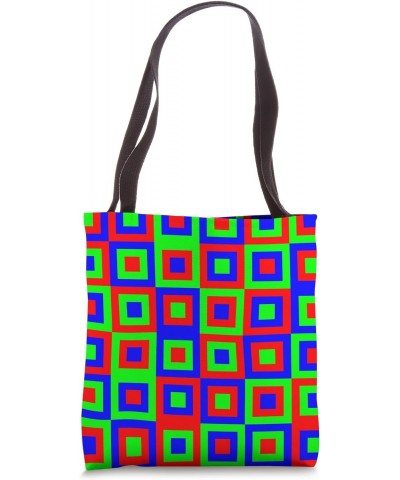 Minimalism Style Decor Item - Red Green Blue Squares Pattern Tote Bag $12.25 Totes