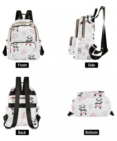 Women Backpack Funny Cartoon Panda Pink Leaf Anti-Theft Travel Backpack with Luggage Belt Lightweight Handbag Lady Purse Room...