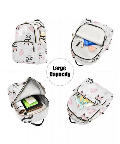 Women Backpack Funny Cartoon Panda Pink Leaf Anti-Theft Travel Backpack with Luggage Belt Lightweight Handbag Lady Purse Room...