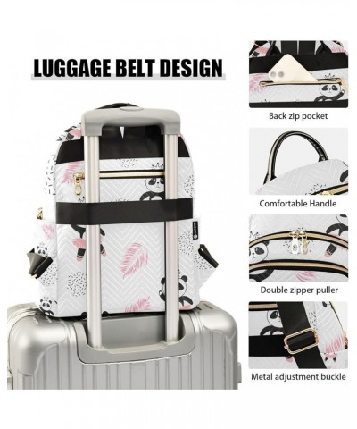 Women Backpack Funny Cartoon Panda Pink Leaf Anti-Theft Travel Backpack with Luggage Belt Lightweight Handbag Lady Purse Room...