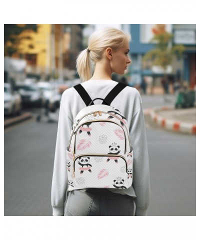 Women Backpack Funny Cartoon Panda Pink Leaf Anti-Theft Travel Backpack with Luggage Belt Lightweight Handbag Lady Purse Room...