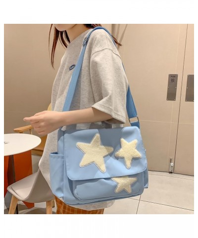 Women Versatile Crossbody Bag Multi-Pockets Tote Bag Lightweight Adjustable Strap Large Capacity Shopper Bag Blue $8.15 Totes