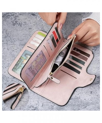 Retro Glamorous Multiple Slots Women Wallets,PU Leather Trifold Billfolds For Women,Frosted Coin Purse Large Capacity Card Ho...