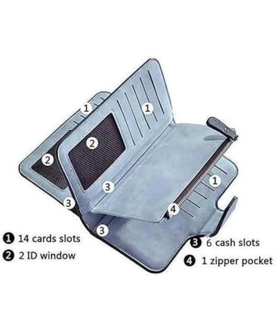 Retro Glamorous Multiple Slots Women Wallets,PU Leather Trifold Billfolds For Women,Frosted Coin Purse Large Capacity Card Ho...