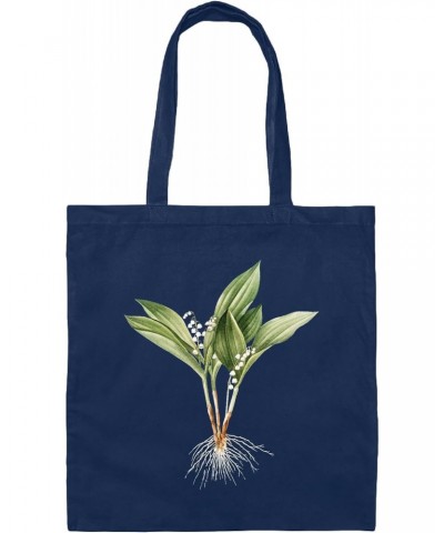 Gift Ideas for Nature Lovers Lily of the Valley Watercolor Floral Design Navy Black Multicolor Canvas Tote Bag $13.92 Totes