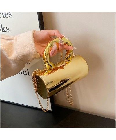 Acrylic Evening Clutch for Women Chic Metal Purses Barrel-Shaped Clutch Handbag for Wedding Cocktail Party 2024 A Gold $25.28...