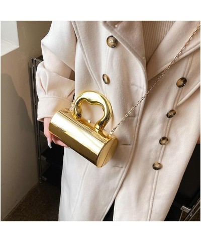 Acrylic Evening Clutch for Women Chic Metal Purses Barrel-Shaped Clutch Handbag for Wedding Cocktail Party 2024 A Gold $25.28...