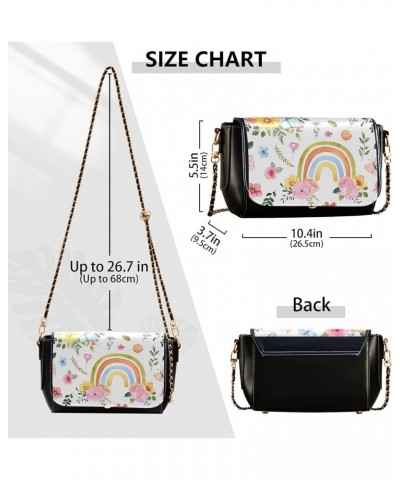 Cute Print Leather Shoulder Bags, Floral Pink Daisy Flower Women Crossbody Bag Purses Wallet Satchel with Chain Strap Waterco...