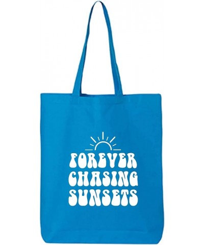 Forever Chasing Sunsets Cotton Canvas Tote Bag Sapphire $11.54 Totes