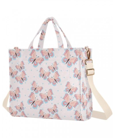 Butterflies Pattern Design Corduroy Handbag - Fashionable, Unique, and Versatile Shoulder Bag Beige straps $13.72 Shoulder Bags