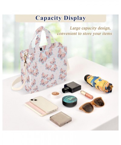 Butterflies Pattern Design Corduroy Handbag - Fashionable, Unique, and Versatile Shoulder Bag Beige straps $13.72 Shoulder Bags