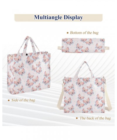 Butterflies Pattern Design Corduroy Handbag - Fashionable, Unique, and Versatile Shoulder Bag Beige straps $13.72 Shoulder Bags