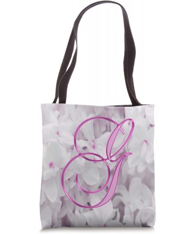 G Pink Lilac Flower Petal Plant Nature Initial Letter Name Tote Bag $9.83 Totes