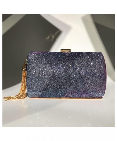 Sparkly Silk Evening Clutch Purse for Women Elegant Tassel Pendant Handbag Prom Bag for Wedding Night Out Party,Purple Purple...