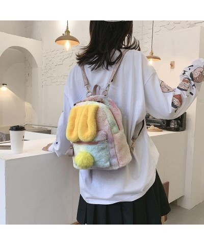 Kawaii Plush Bunny Ear Pink Backpack Cute Fuzzy Fluffy Rabbit Daypack for Women Girl Small Mini Backpack (HGrey,Large) Byello...