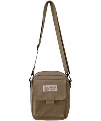 Casual cute little square bag messenger bag shoulder bag crossbody bag for men and women Khaki $12.24 Crossbody Bags