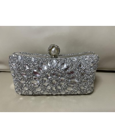 Crystal Box Clutch, Women Rhinestone Purse Handbag, Jeweled Evening Bags Silver $16.52 Evening Bags