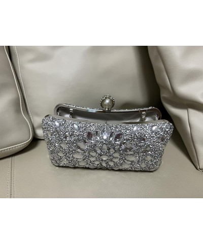 Crystal Box Clutch, Women Rhinestone Purse Handbag, Jeweled Evening Bags Silver $16.52 Evening Bags