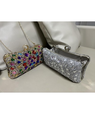 Crystal Box Clutch, Women Rhinestone Purse Handbag, Jeweled Evening Bags Silver $16.52 Evening Bags