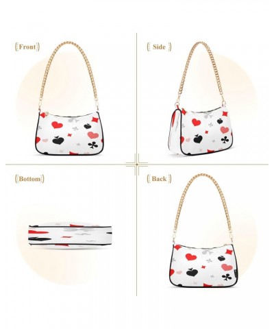 Playing Card Suits Womens Shoulder Bag for Women Hobo Tote Handbag Gold Chain Crossbody Bag with Zipper Clutch Purse Handbags...