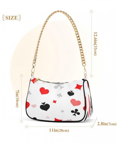 Playing Card Suits Womens Shoulder Bag for Women Hobo Tote Handbag Gold Chain Crossbody Bag with Zipper Clutch Purse Handbags...