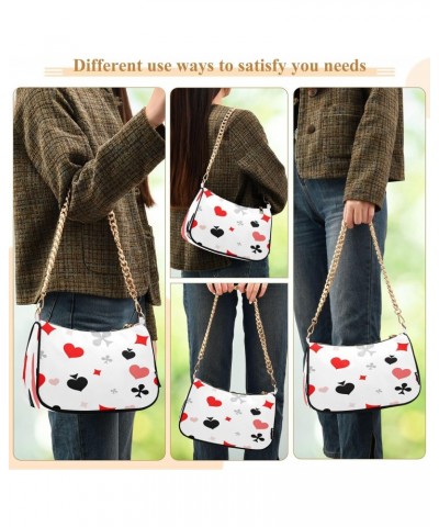 Playing Card Suits Womens Shoulder Bag for Women Hobo Tote Handbag Gold Chain Crossbody Bag with Zipper Clutch Purse Handbags...