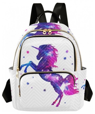 Blue Glowing Unicorn Backpack Purse for Women Lightweight Back Pack Casual Daypack Travel Shoulder Bag Bookbag - M Medium Mul...