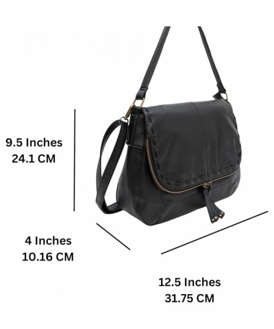 Women's Addison Crossbody Medium Purse with Zipper Flap, with adjustable strap, Saddle Bag for Women Black Cording $15.07 Sho...