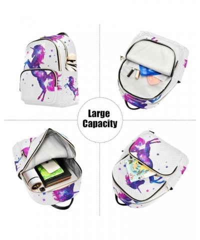 Blue Glowing Unicorn Backpack Purse for Women Lightweight Back Pack Casual Daypack Travel Shoulder Bag Bookbag - M Medium Mul...