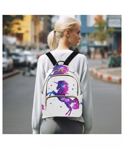 Blue Glowing Unicorn Backpack Purse for Women Lightweight Back Pack Casual Daypack Travel Shoulder Bag Bookbag - M Medium Mul...