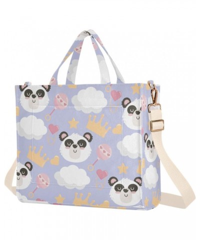 Crown Panda and Rattle Corduroy Handbag - Fashionable, Unique, and Versatile Shoulder Bag Beige straps $13.42 Shoulder Bags