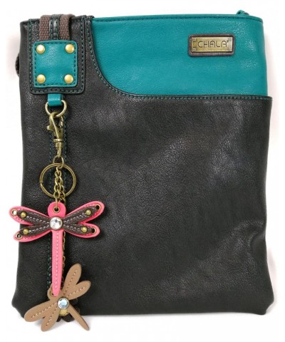 Crossbody SWING Bag Vegan Leather with Detachable Mini Key fob (Teal- 609 Pink Dragonfly) $23.00 Crossbody Bags