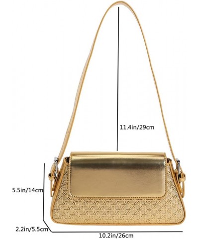 Women Shopper Bag Luxury Designer PU Shoulder Bag Large Capacity Underarm Bag Tote Bag Simple Female Hand Gold $11.87 Totes