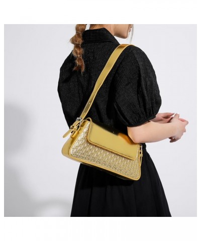 Women Shopper Bag Luxury Designer PU Shoulder Bag Large Capacity Underarm Bag Tote Bag Simple Female Hand Gold $11.87 Totes