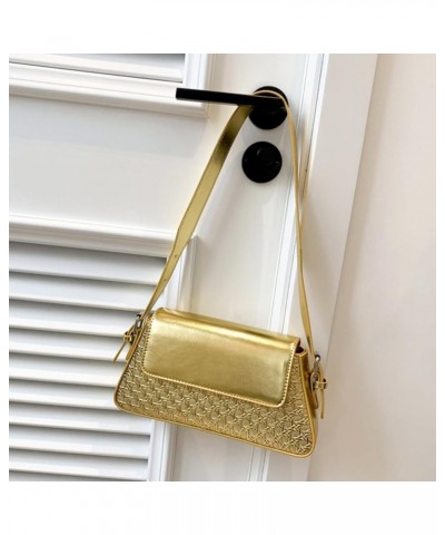 Women Shopper Bag Luxury Designer PU Shoulder Bag Large Capacity Underarm Bag Tote Bag Simple Female Hand Gold $11.87 Totes