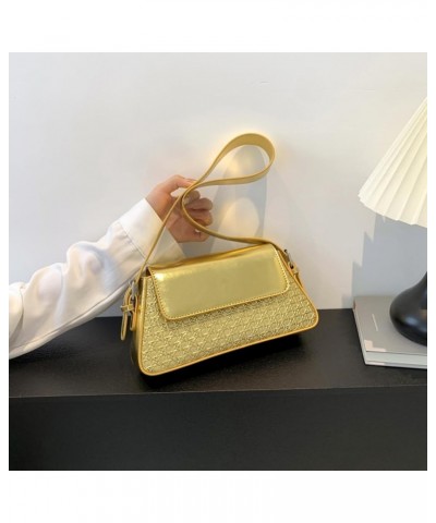 Women Shopper Bag Luxury Designer PU Shoulder Bag Large Capacity Underarm Bag Tote Bag Simple Female Hand Gold $11.87 Totes