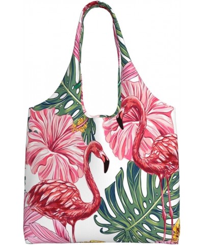 Flamingos Single Shoulder Commuter Canvas Tote Bags For Women And Men Flamingos 17 $12.75 Totes