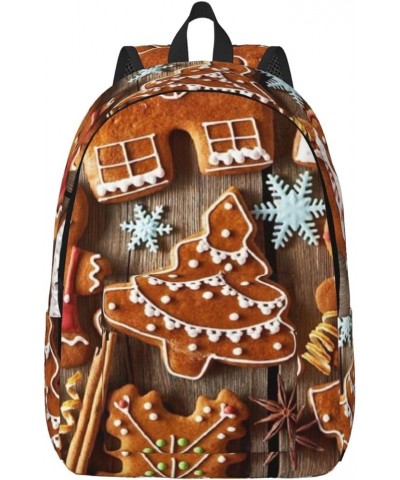 Gingerbread Cookies Print Unisex Canvas Backpack Cute Backpack For Travel Sports Casual Aesthetic Backpack Black Small $21.83...